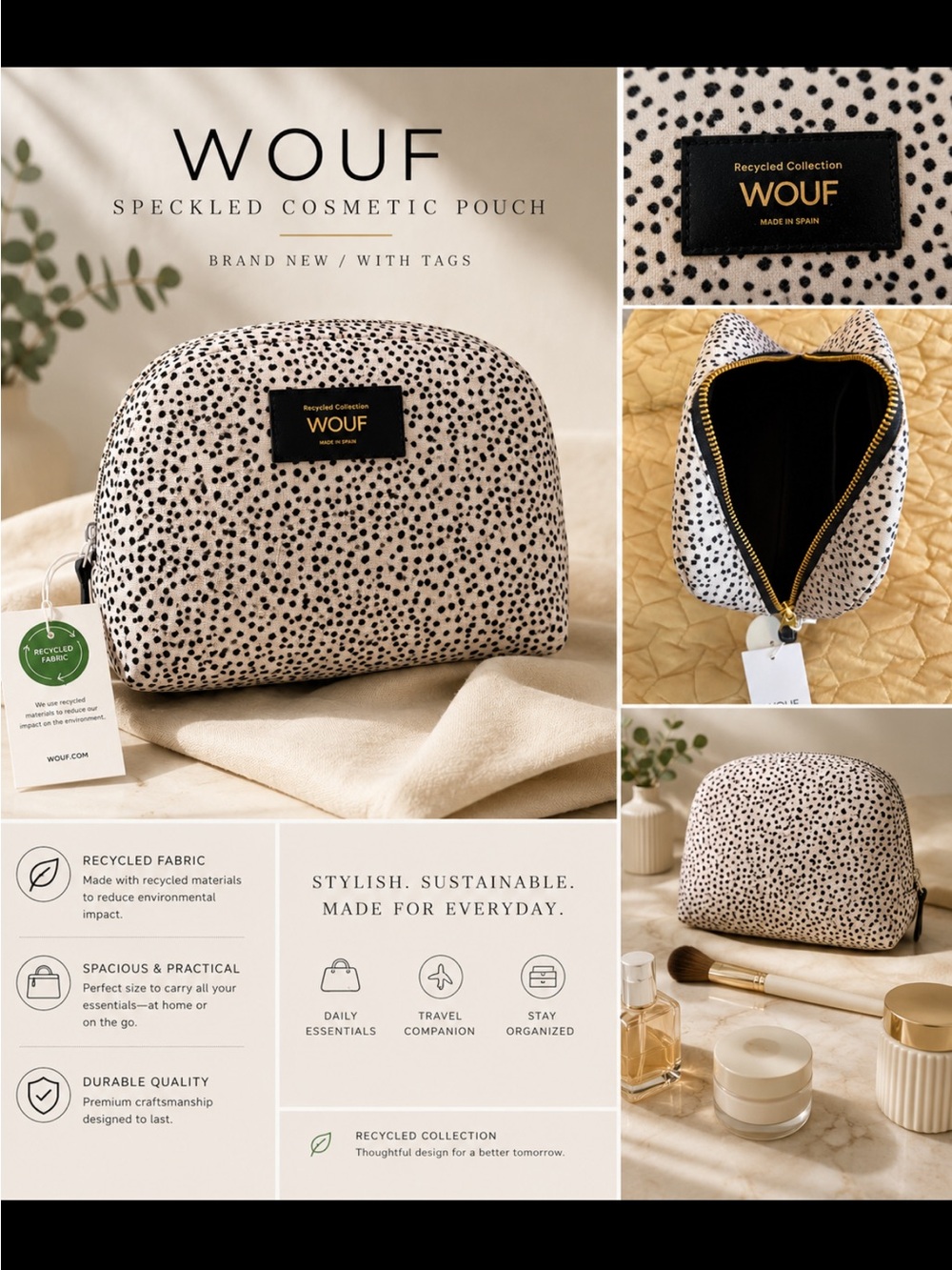 Speckled Cosmetic Pouch by WOUF  Brand new / tags